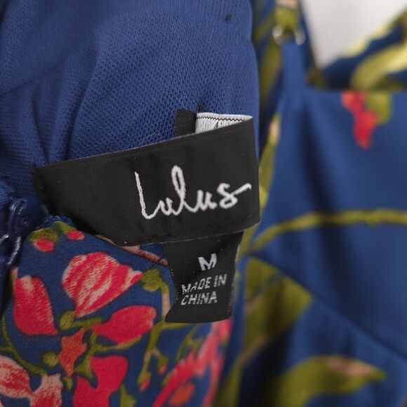 Lulus NWT Still the One Satin Maxi Dress Size M Blue Floral Print - Picture 11 of 13